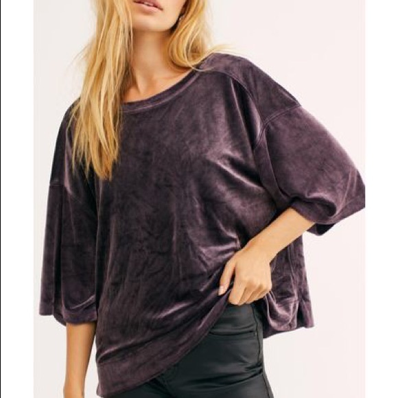 Free People - Valerie Velvet Tee Slouchy Oversized - (#0641) - Picture 4 of 5